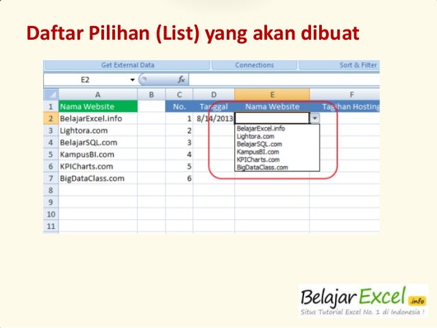 Membuat List Dengan Data Validation Pada Excel 2007
