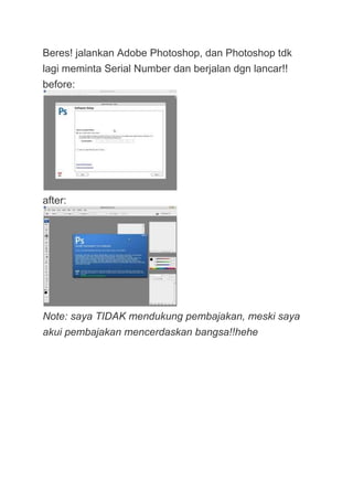Membuat photoshop cs3 trial menjadi full tanpa serial PDF Membuat photoshop cs3 trial menjadi full tanpa serial PDF