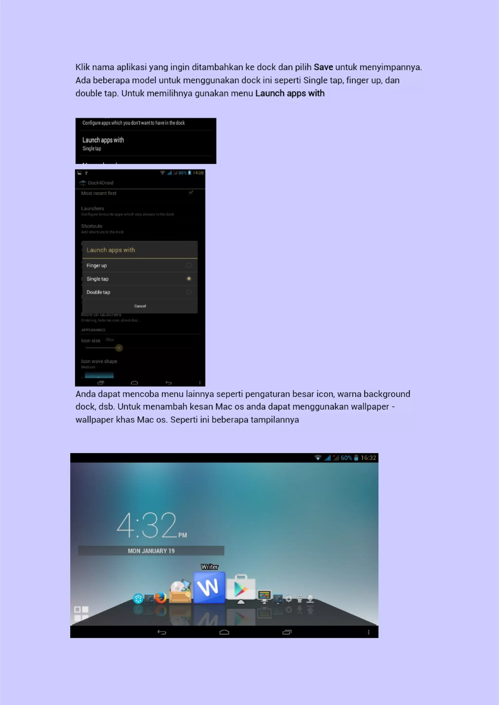 Membuat tampilan android mirip mac os