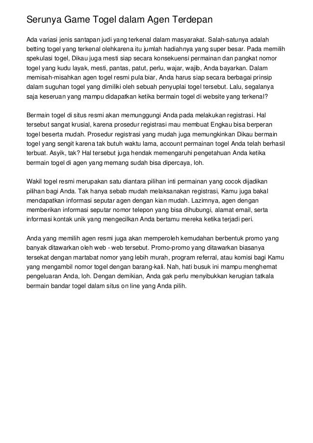 Togel Full Game
, Serunya Game Togel Dalam Agen Terdepan