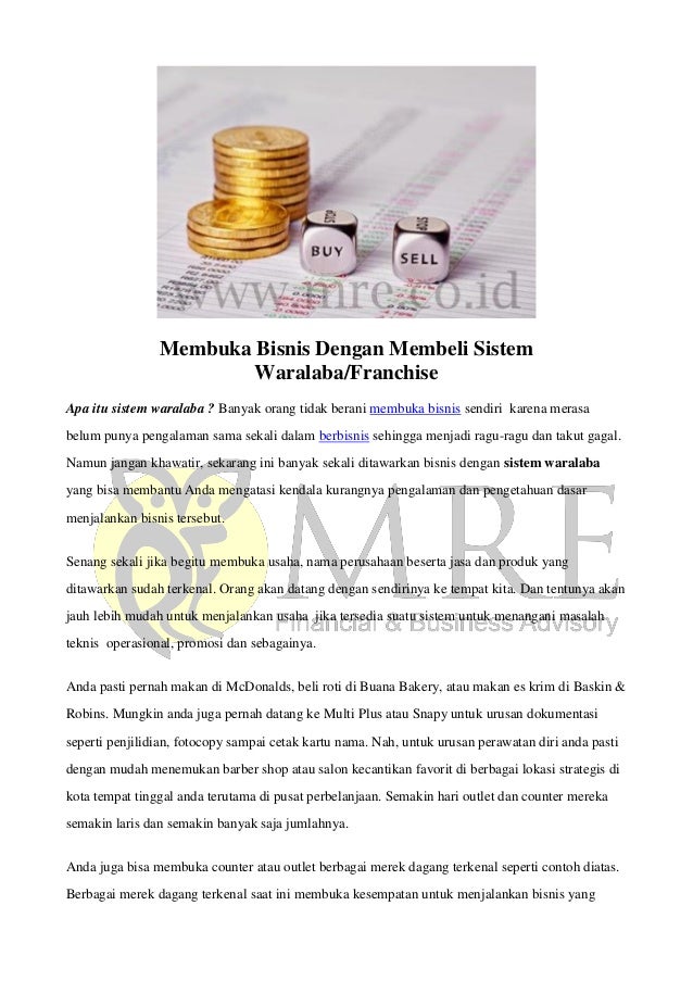 Membuka bisnis dengan membeli sistem waralaba franchise