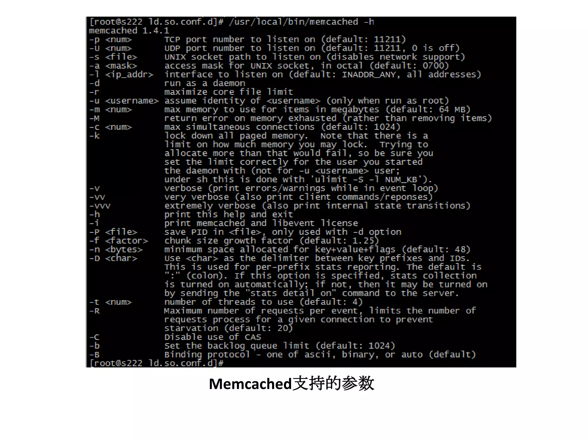 Memcached支持的参数