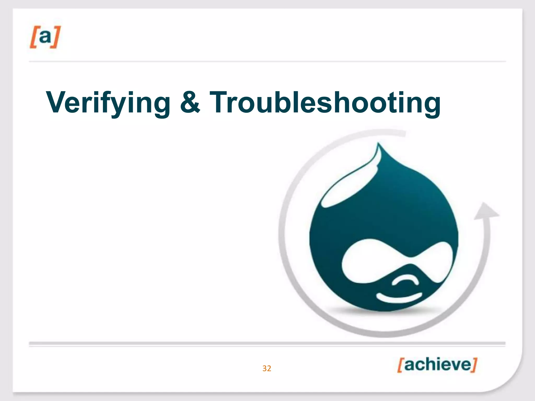 Verifying & Troubleshooting

32

 