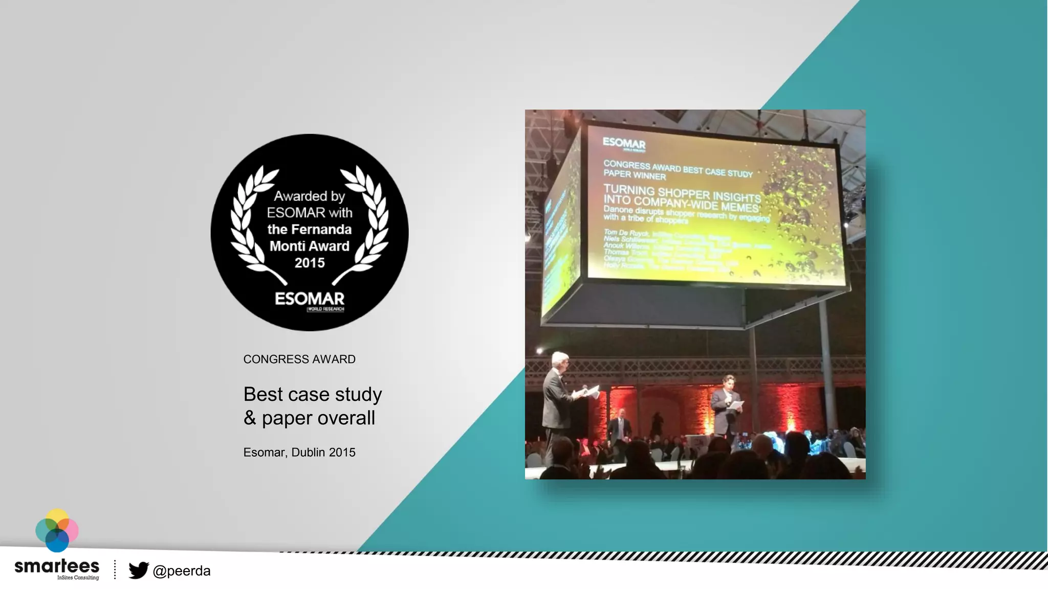 @peerda
CONGRESS AWARD
Best case study
& paper overall
Esomar, Dublin 2015
 