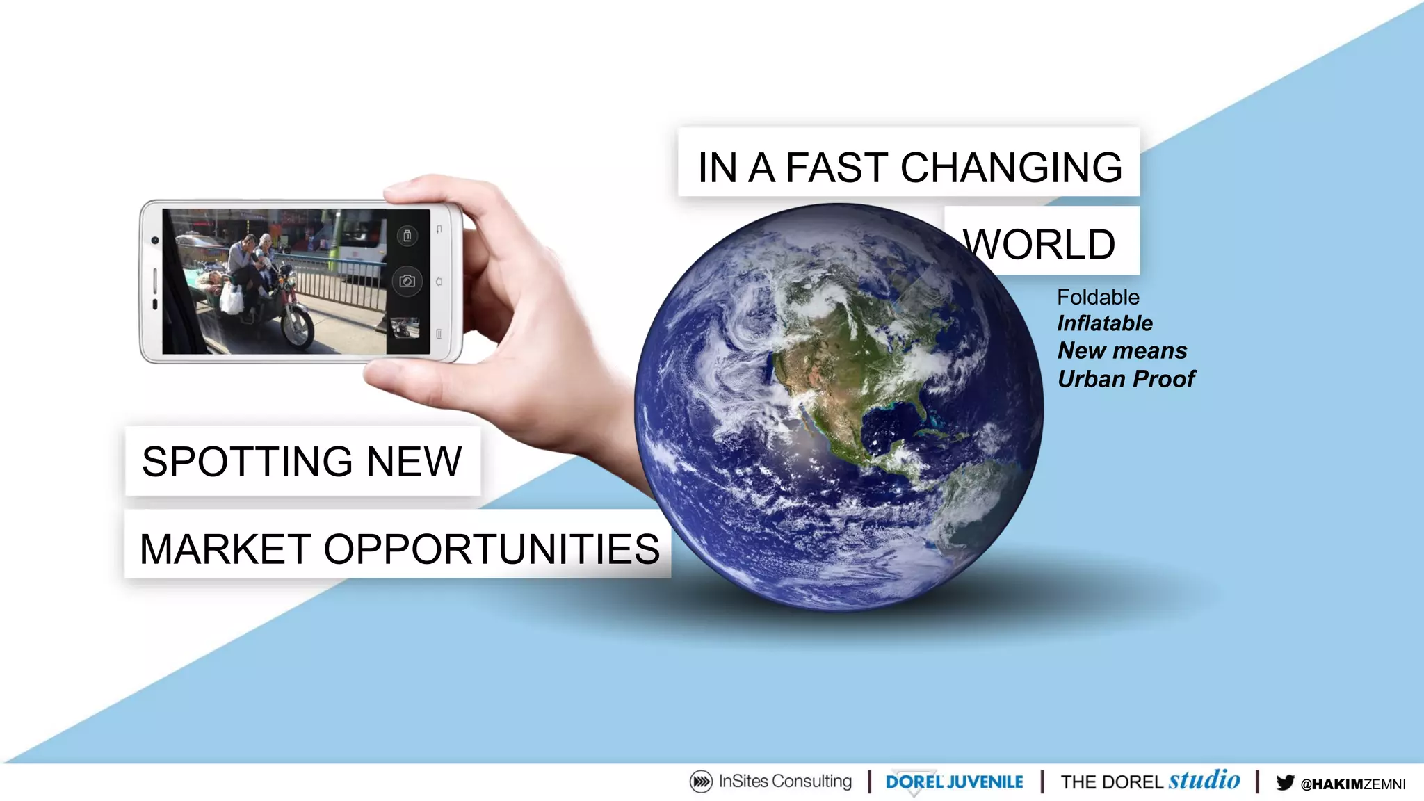 SPOTTING NEW
MARKET OPPORTUNITIES
@TIMDUH
IN A FAST CHANGING
WORLD
@HAKIMZEMNI
Foldable
Inflatable
New means
Urban Proof
 