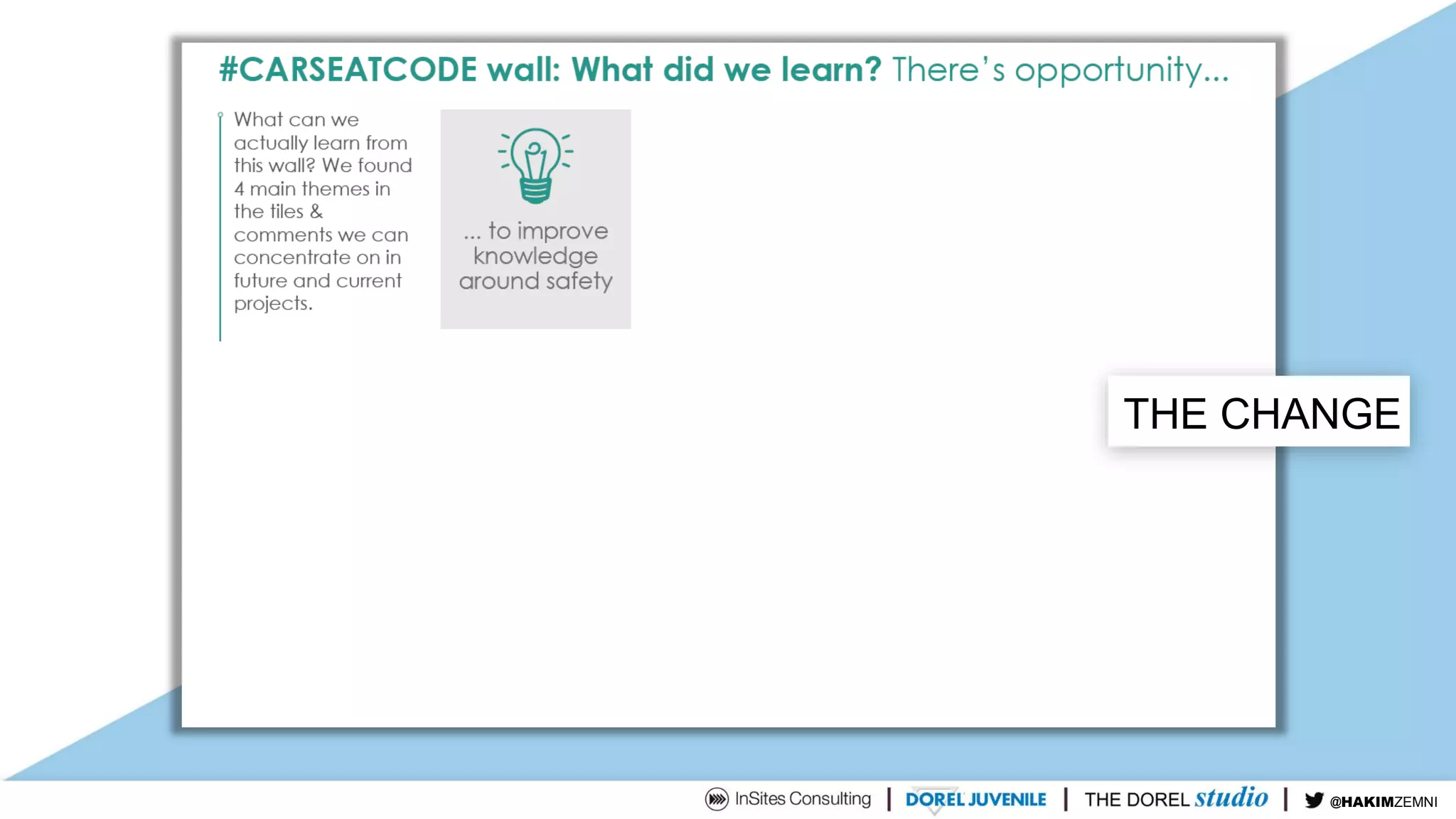 Information and personalization, two pending
themes that are always in our mind but require
refreshing. But the real challenge is change in
behavior. This will come back in our new
innovation projects!
@TIMDUH@HAKIMZEMNI
THE CHANGE
 