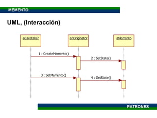 UML, (Interacción)  PATRONES MEMENTO 