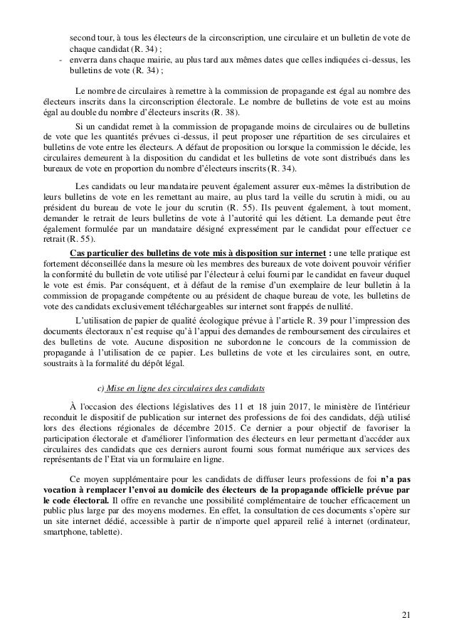 Memento Du Candidat Aux Elections Legislatives 2017