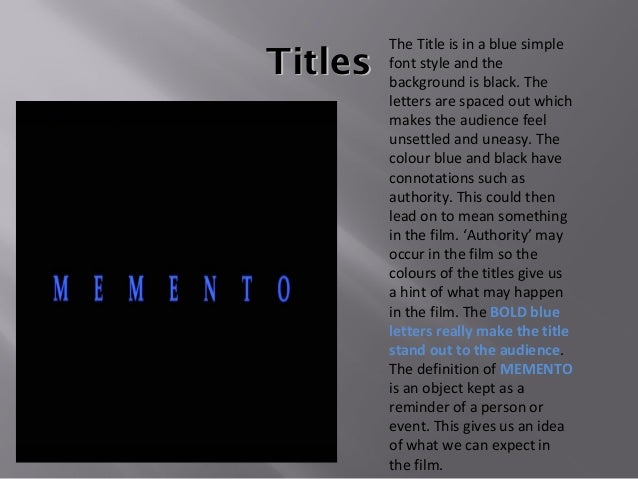 Memento essay
