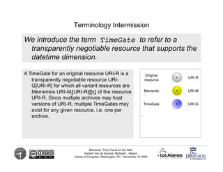 Terminology Intermission

We introduce the term TimeGate to refer to a
 transparently negotiable resource that supports th...