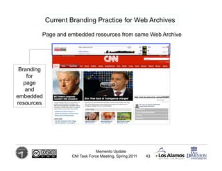 Current Branding Practice for Web Archives

        Page and embedded resources from same Web Archive




 Branding
    fo...