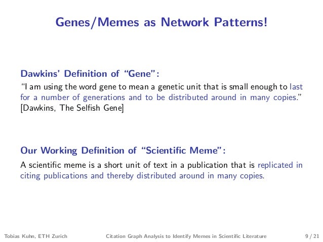 Citation Graph Analysis To Identify Memes In Scientific Literature Citation Graph Analysis To Identify Memes In Scientific Literature