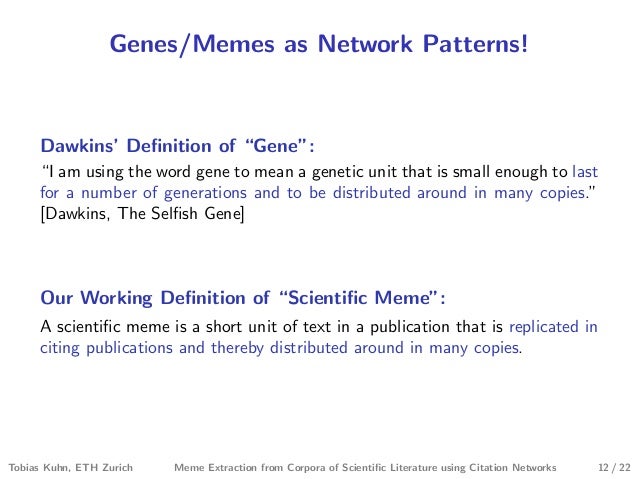 Meme Extraction from Corpora of Scientific Literature