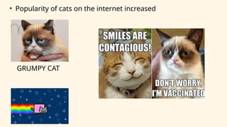 • Popularity of cats on the internet increased
GRUMPY CAT
 