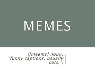 ([meems] noun. 
“funny captions. usually 
cats.”) 
 