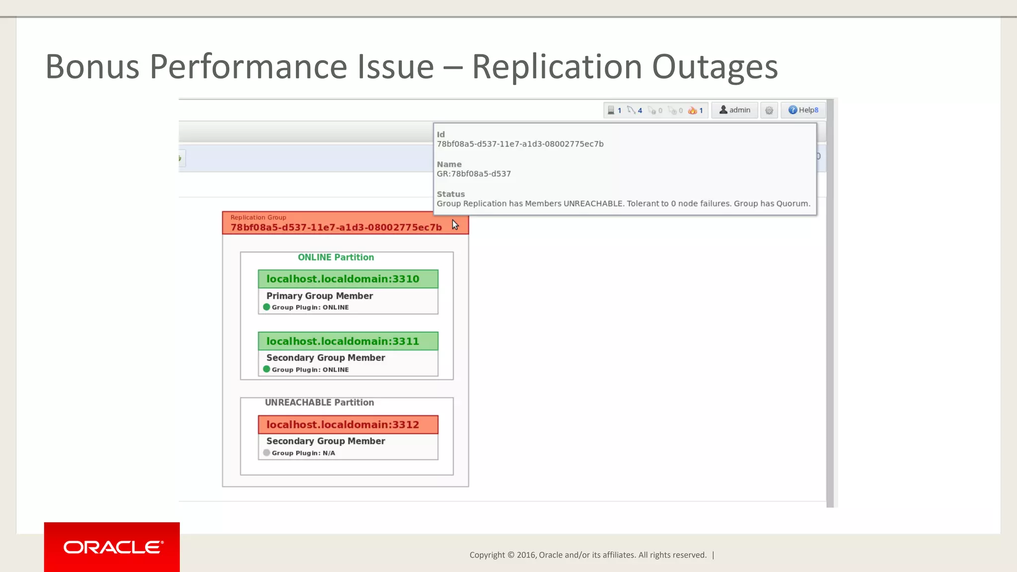 Copyright © 2016, Oracle and/or its affiliates. All rights reserved. | Bonus Performance Issue – Replication Outages 