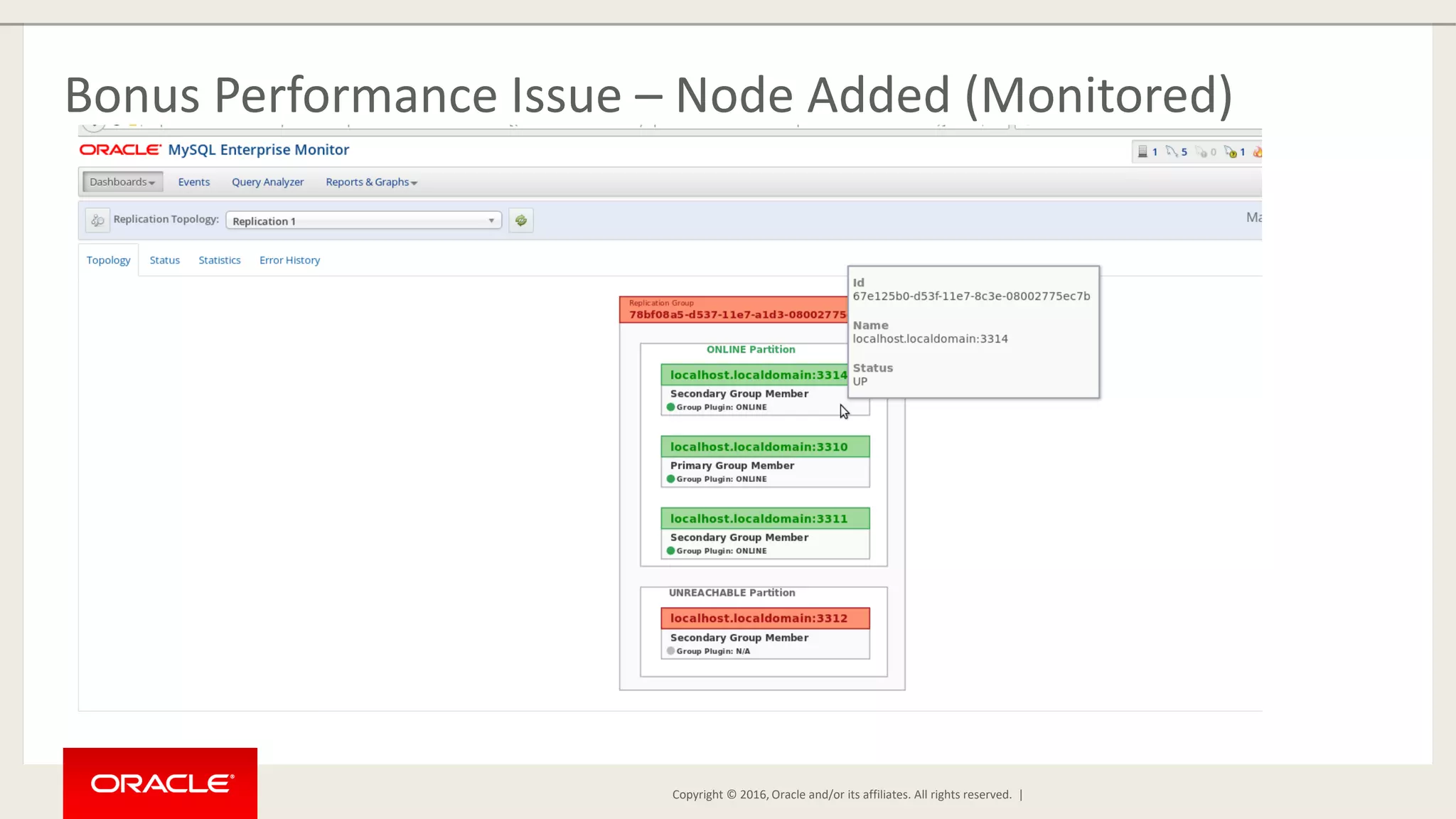 Copyright © 2016, Oracle and/or its affiliates. All rights reserved. | Bonus Performance Issue – Node Added (Monitored) 