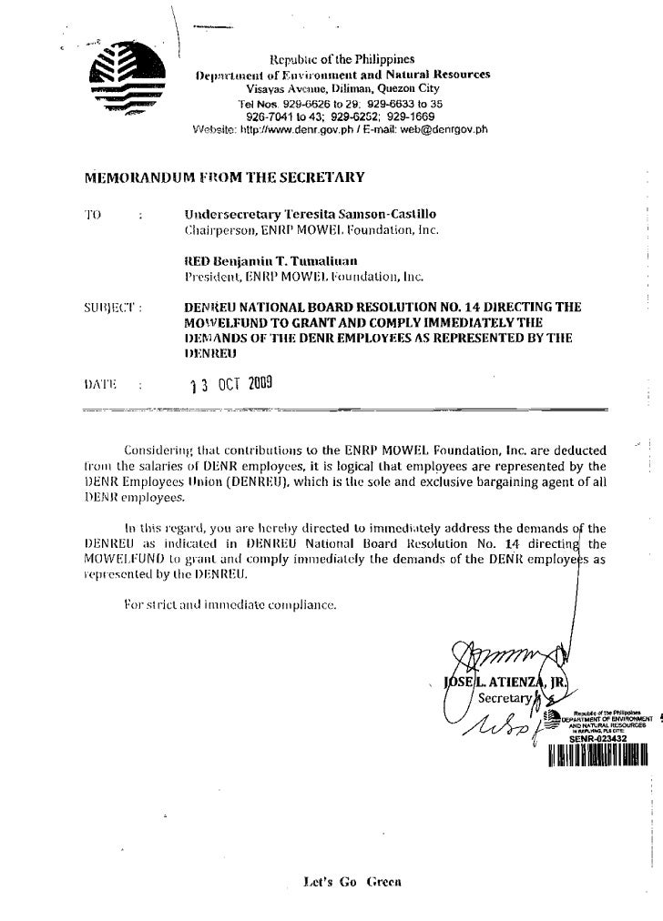 Memo RE mowelfund Memo RE mowelfund