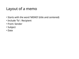 How to write effective Memos............ | PPTX