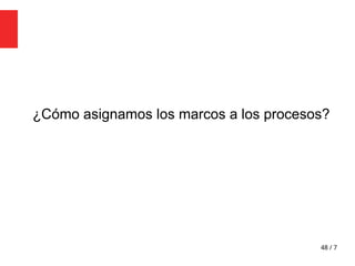 48 / 7
¿Cómo asignamos los marcos a los procesos?
 