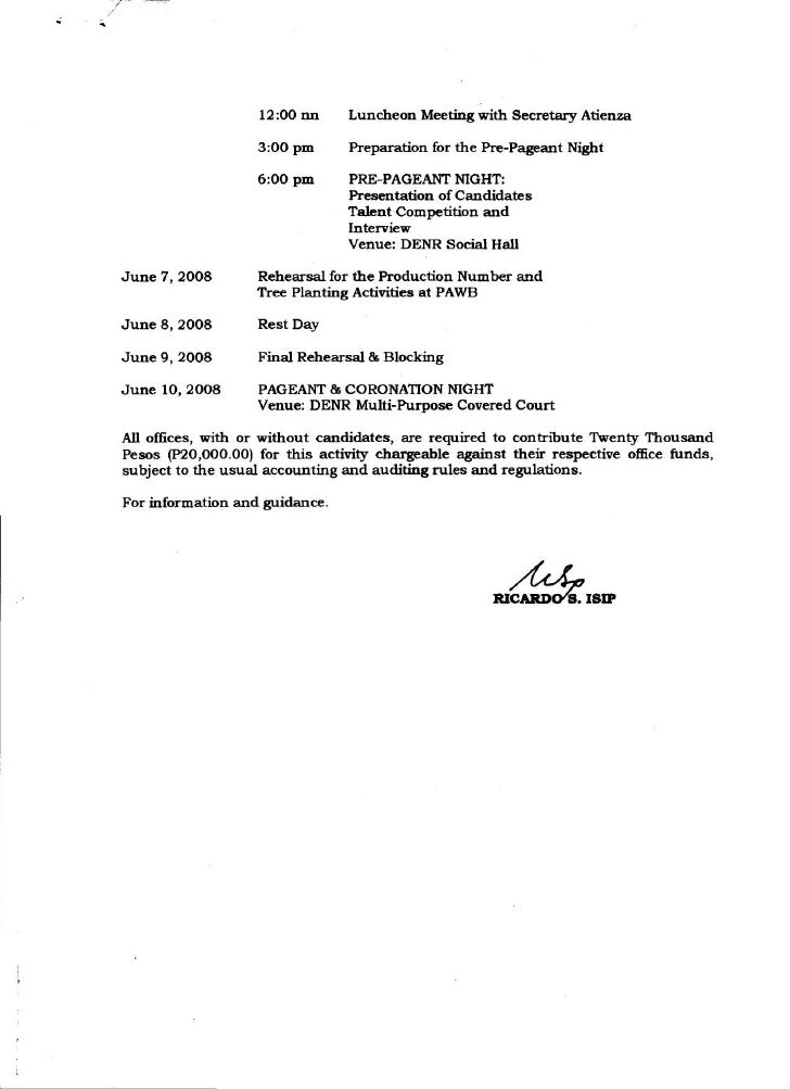 Memo 2008 Guidelines Pageant Mechanics for Mutya Ng 