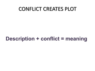 CONFLICT CREATES PLOT




Description + conflict = meaning
 