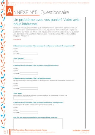 A NNEXE N°5 : Questionnaire
IUT Information-Communication du Havre
Option Information Numérique dans les Organisations51 M...