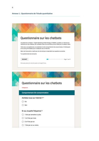 II
Annexe 1 : Questionnaire de l’étude quantitative
 
