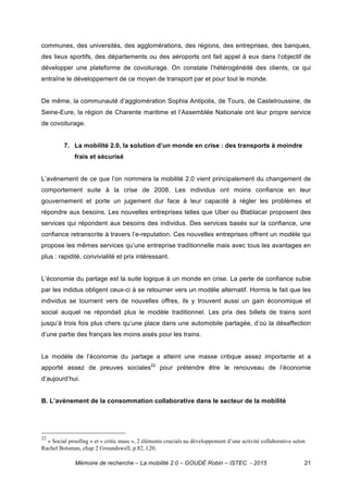 Mémoire de recherche – La mobilité 2.0 – GOUDÉ Robin – ISTEC - 2015 21
communes, des universités, des agglomérations, des ...