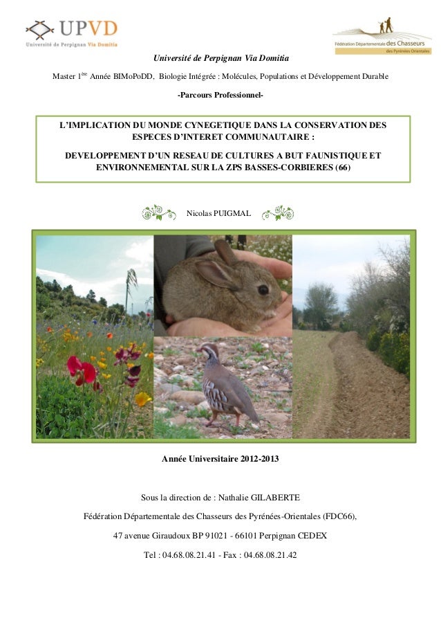 Memoire De Stage Implication Du Monde Cynegetique Dans La Conservati