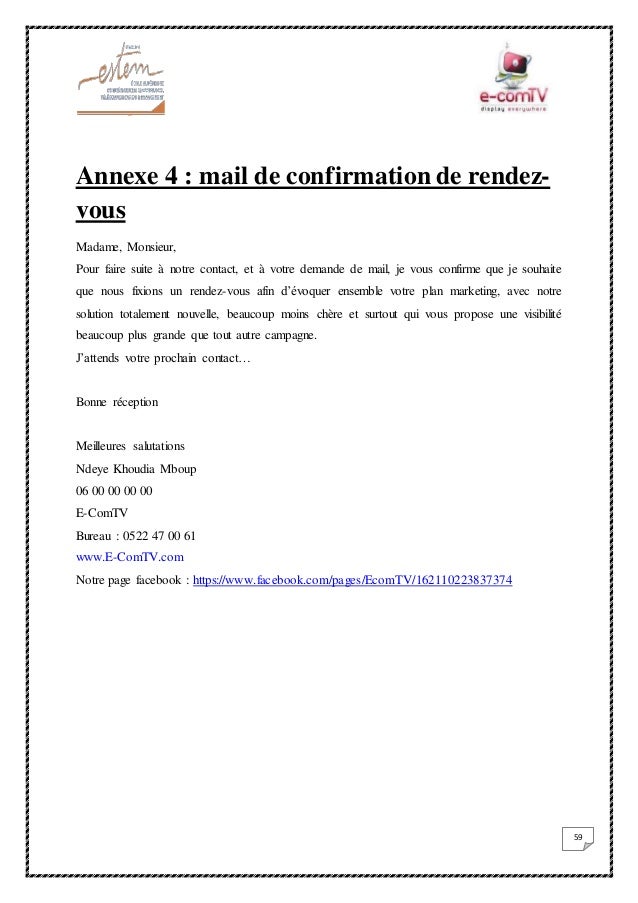 demande de rendez vous par mail a un client