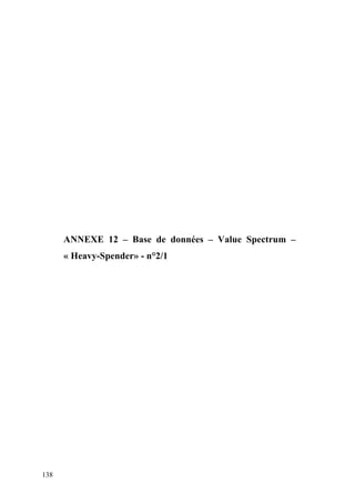 138
ANNEXE 12 – Base de données – Value Spectrum –
« Heavy-Spender» - n°2/1
 