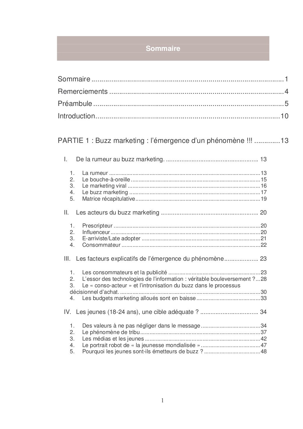 Memoire master 1 Dans quelle mesure le buzz marketing influencetil…
