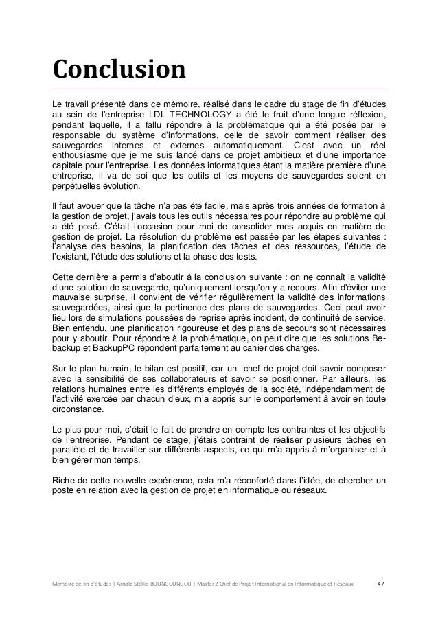 Conclusion Memoire Modele