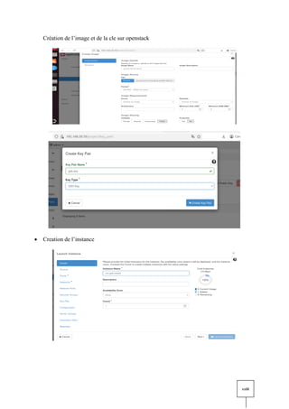 xxiii
Création de l’image et de la cle sur openstack
• Creation de l’instance
 