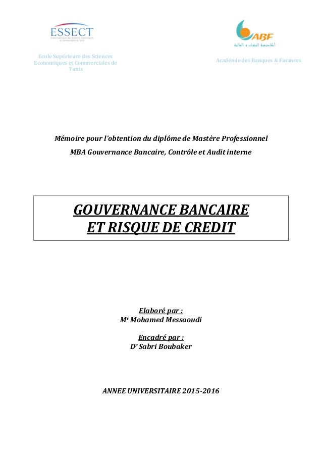 Mémoire crédit bancaire pdf