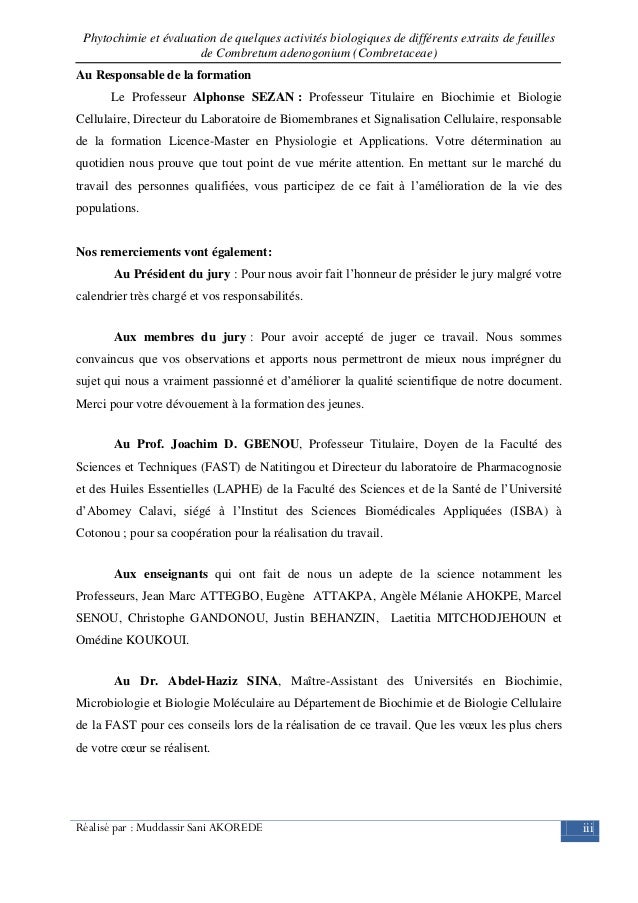 Mémoire Pour Lobtention Du Diplôme De Master En Physiologie - 
