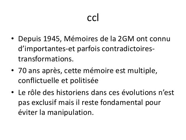 Présentation chap 1 Mémoires de la seconde guerre mondiale