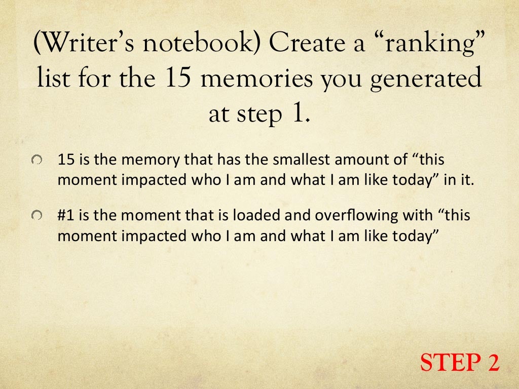 Memoir writing process steps
