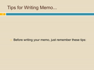 Memo Writing | PPTX