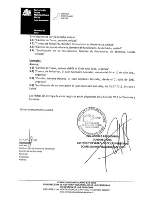 Memo n° 206 de rrhh