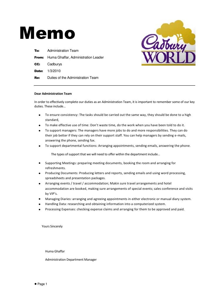 memo p1 layout of a memo