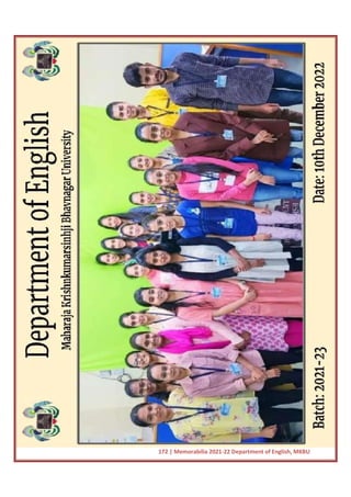172 | Memorabilia 2021-22 Department of English, MKBU
 