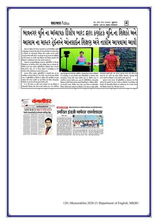 120 | Memorabilia 2020-21 Department of English, MKBU
 