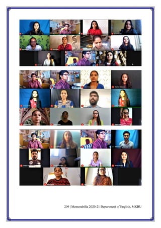 209 | Memorabilia 2020-21 Department of English, MKBU
 