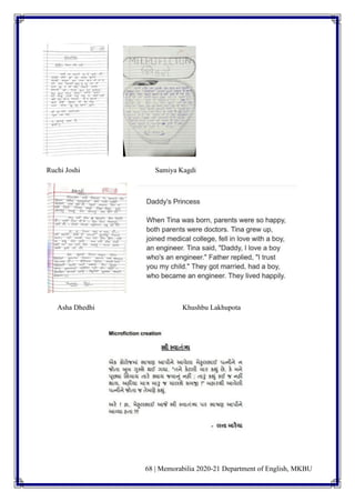 68 | Memorabilia 2020-21 Department of English, MKBU
Ruchi Joshi Samiya Kagdi
Asha Dhedhi Khushbu Lakhupota
 