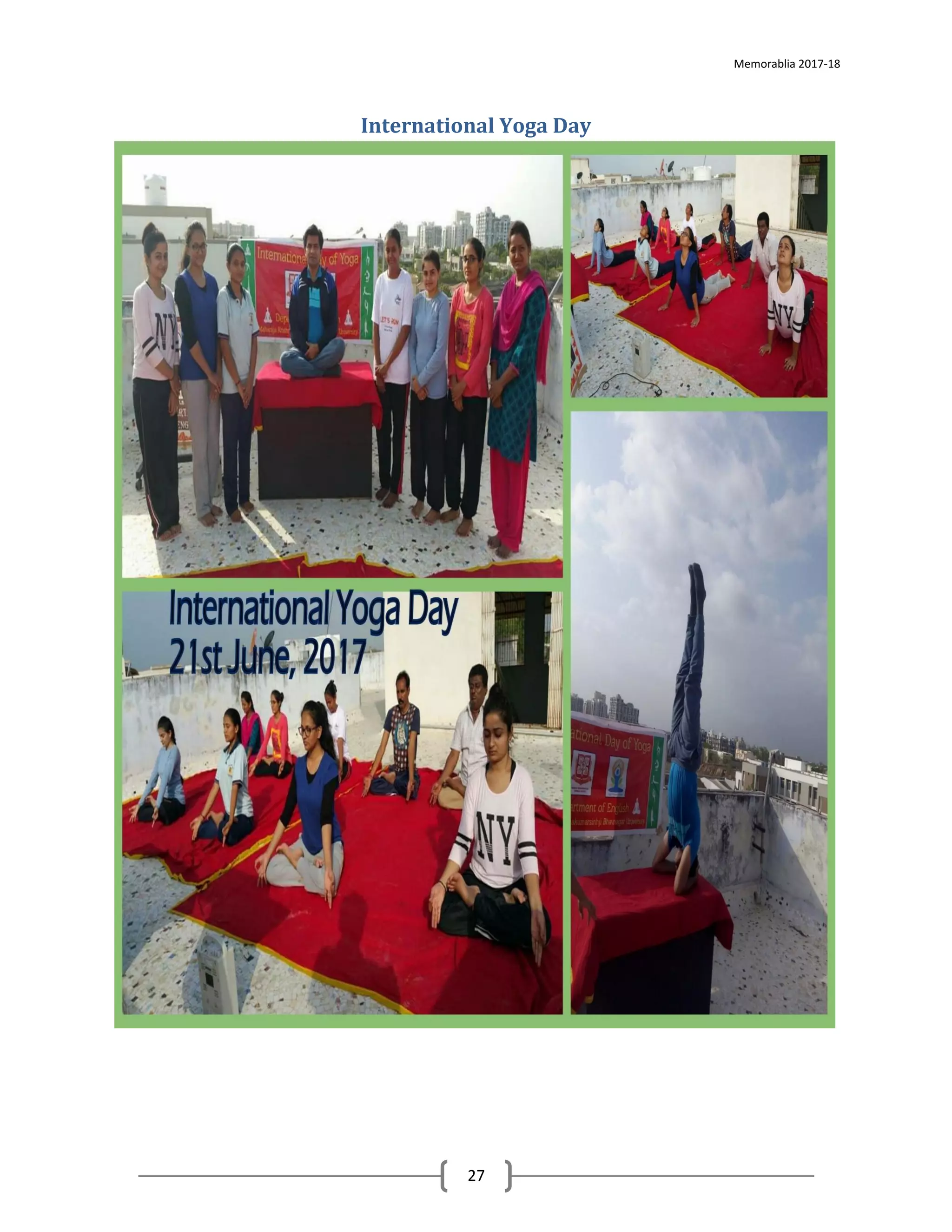 Memorablia 2017-18
27
International Yoga Day
 