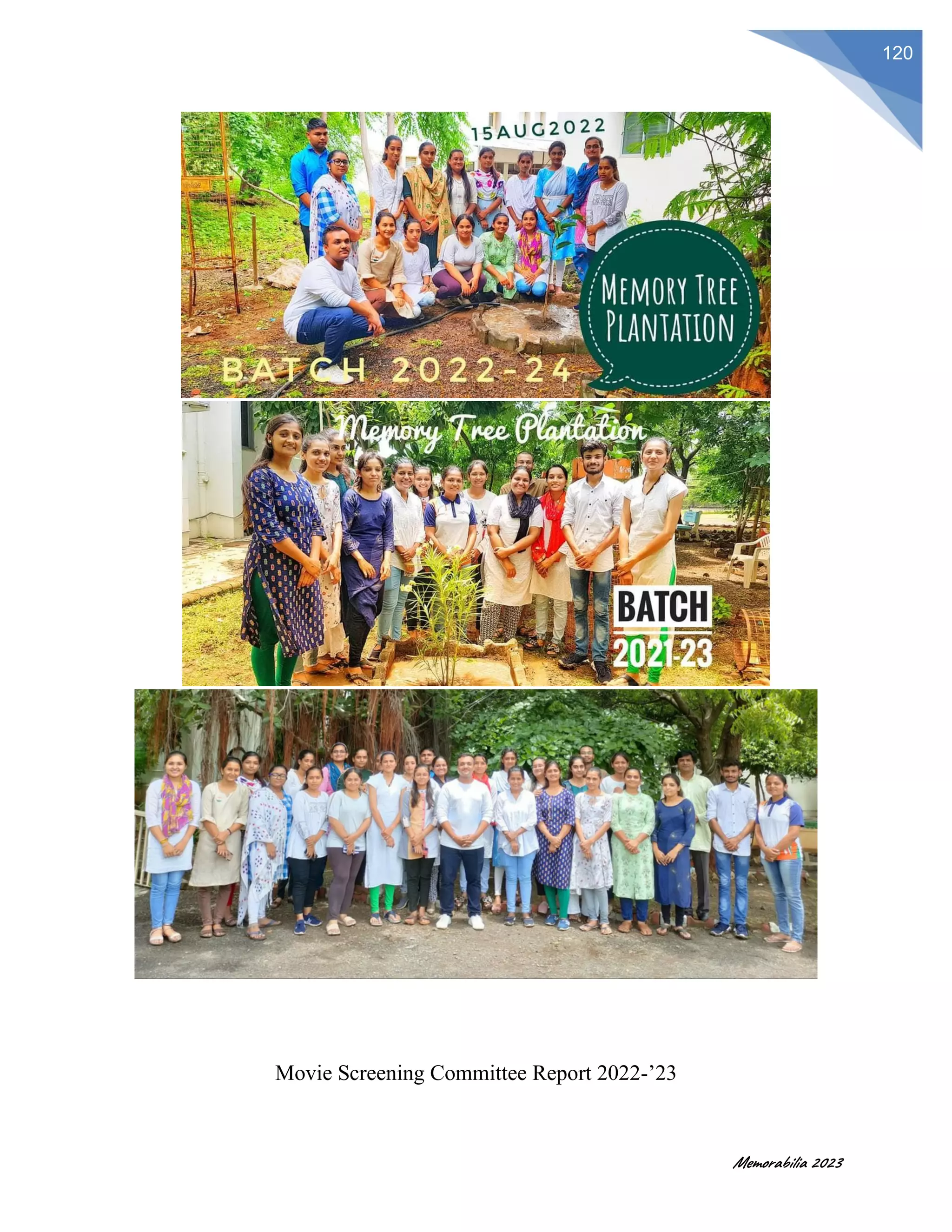 Memorabilia 2023
120
Movie Screening Committee Report 2022-’23
 