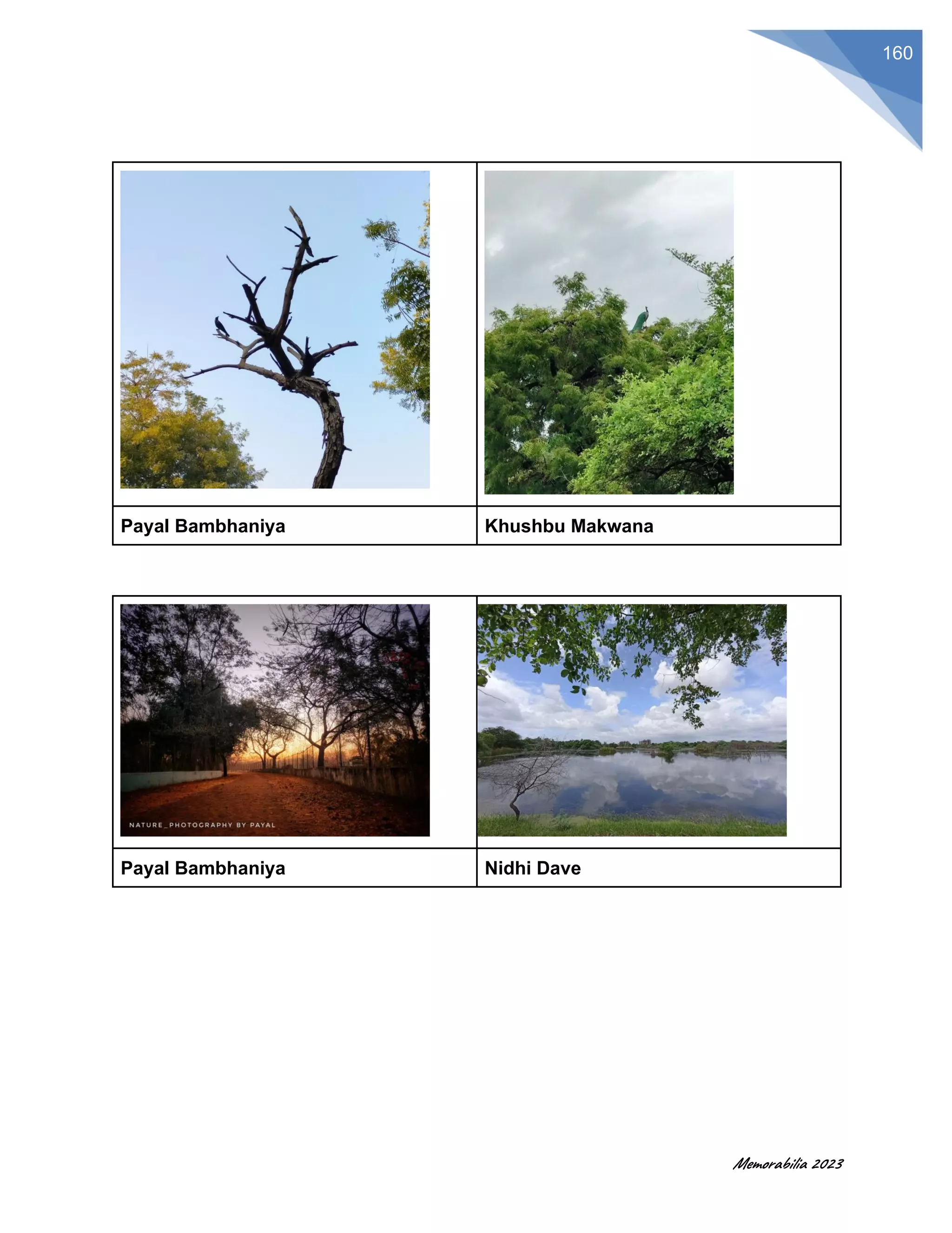 Memorabilia 2023
160
Payal Bambhaniya Khushbu Makwana
Payal Bambhaniya Nidhi Dave
 