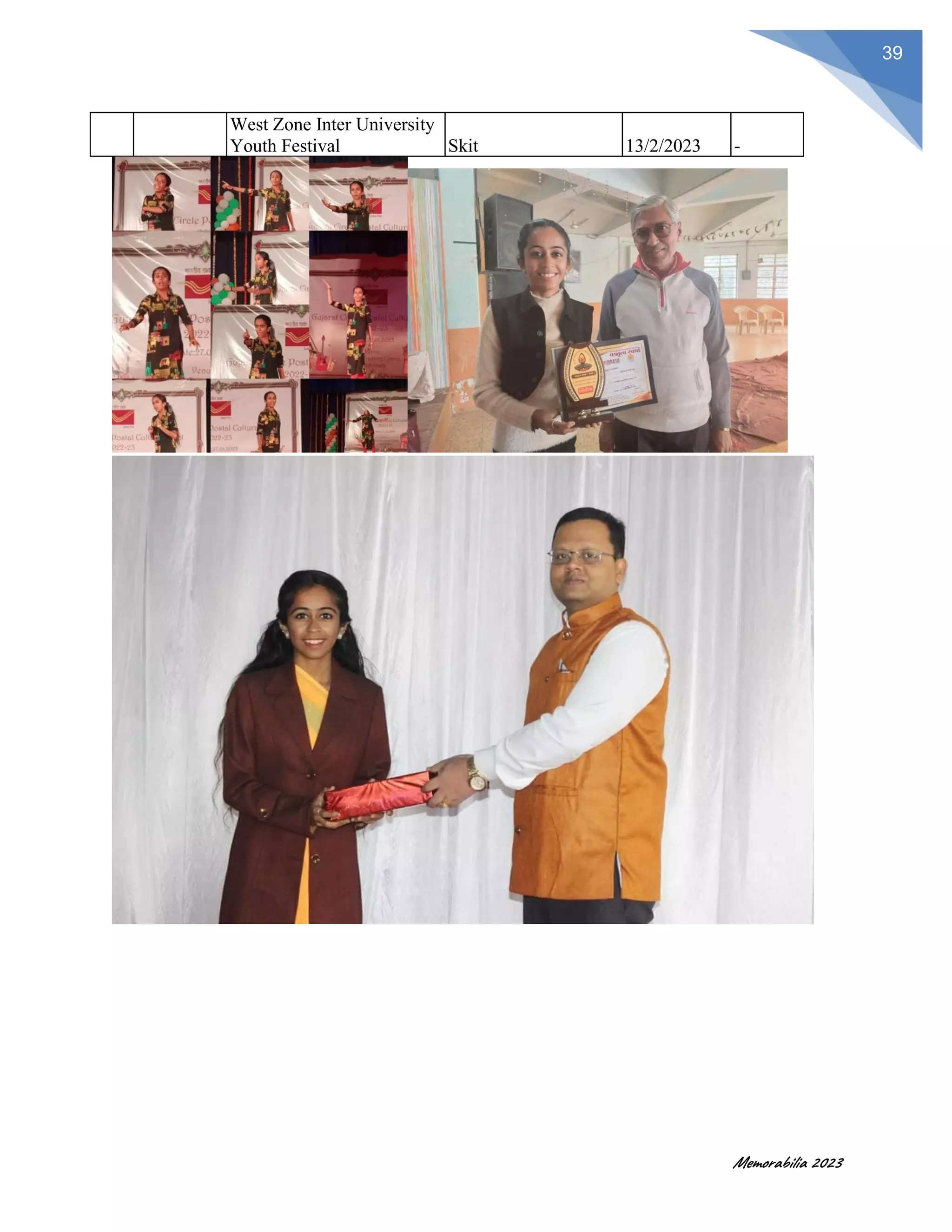 Memorabilia 2023
39
West Zone Inter University
Youth Festival Skit 13/2/2023 -
 